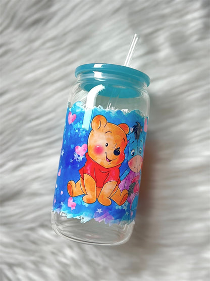 Cute Yellow Bear & Friends Libbey Glass Can